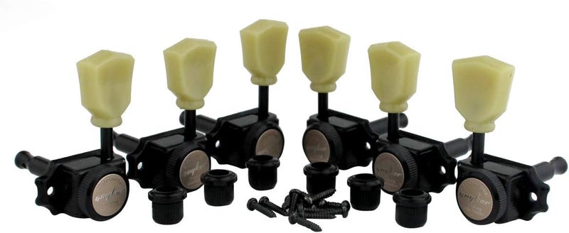 guyker Locking Guitar Machine Heads (3R + 3L) – 1:15 Ratio Lock String Vintage Deluxe Tuning Key Pegs Tuners Set Replacement for Electric, Acoustic or Folk Guitars - Black - Image 1